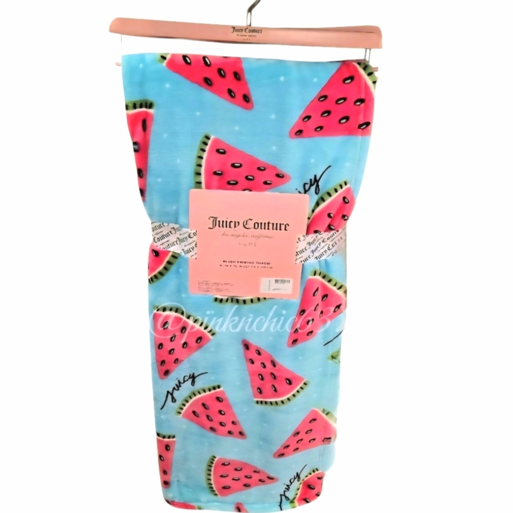 Juicy Couture Watermelon Summer Picnic Beach Fruit Plush Blanket 50 X 70